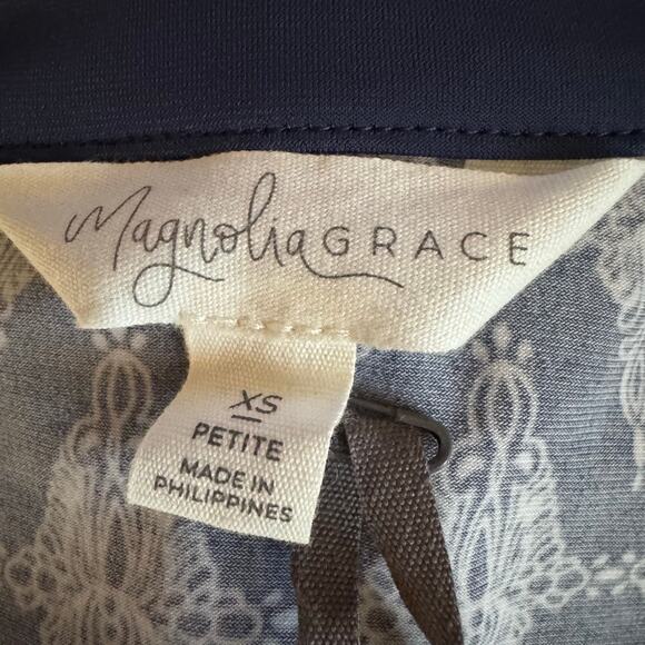 Magnolia Grace Blue Alhambra Embroidered Trim Knit Dress NWT Petite XS - Picture 8 of 8